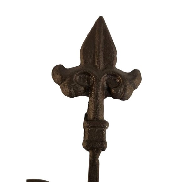 Wrought Iron Fleur-De-Lis Wall Sconces Set Of 2 Candle Holders Decorative Accent - Picture 5 of 8